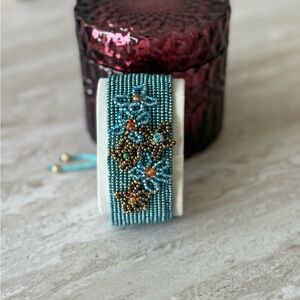 Handmade Beaded Floral Cuff Bracelet